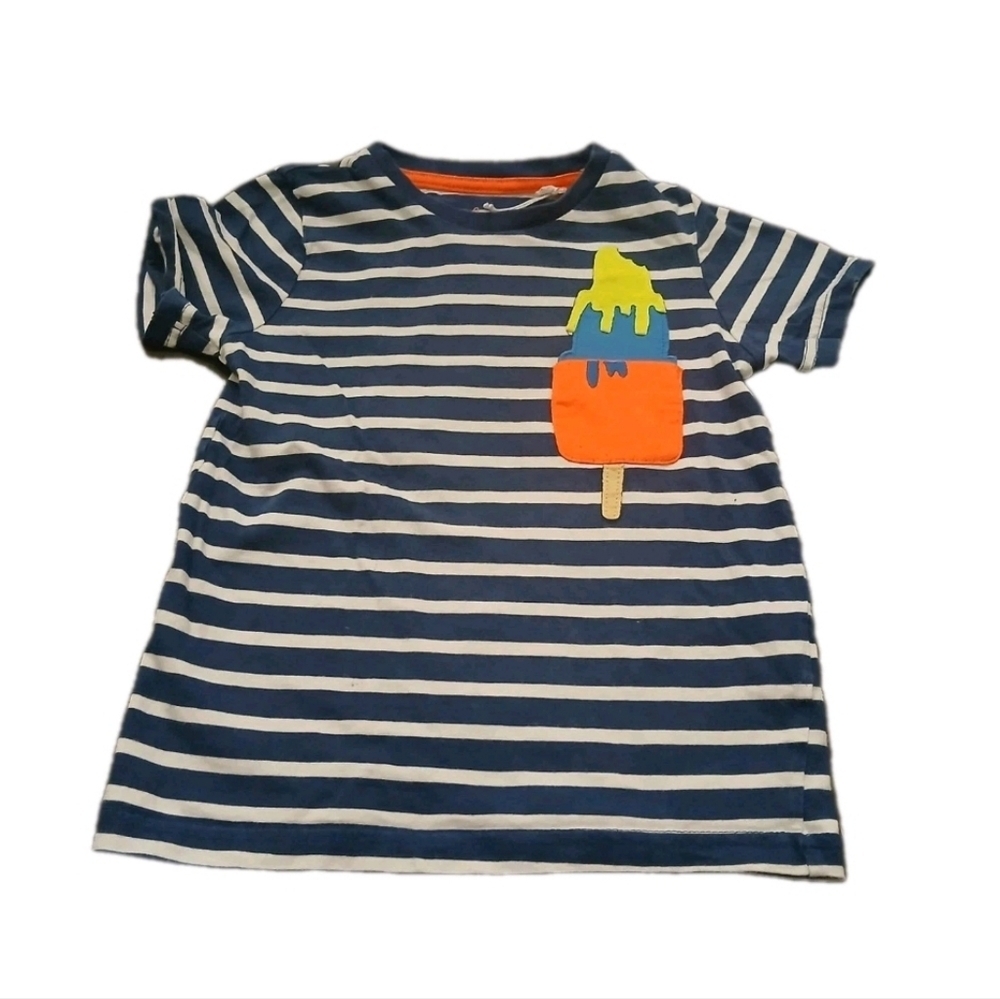 Mini Boden Colorful Boy's Short Sleeve Shirt Blue White Stripes Popsicle Size:4 - Picture 2 of 7